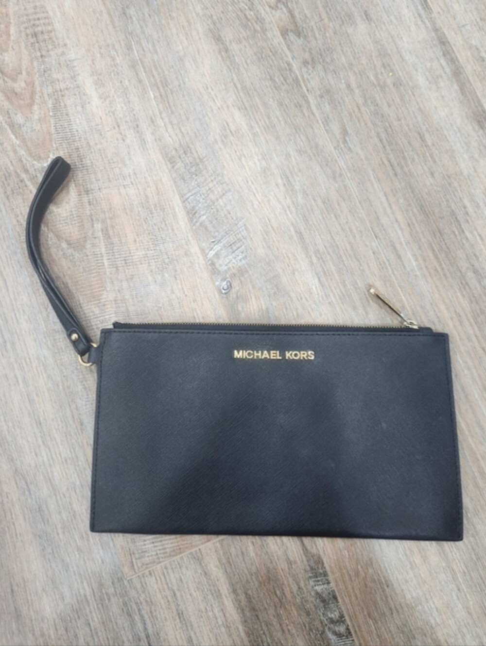 Michael Kors Black and Gold Wristlet Pouch